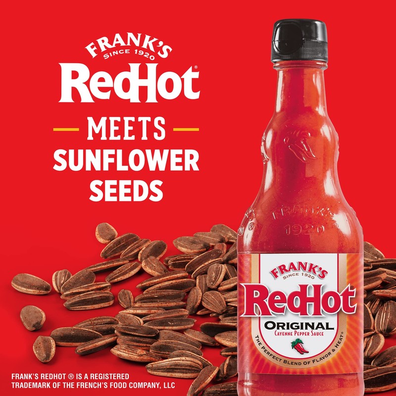 DAVID Frank's RedHot Flavored Salted & Roasted Jumbo Sunflower Seeds,