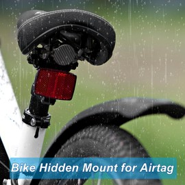 Heveer AirTag Bicycle Saddle Mount Hidden Bicycle Mount Black for AirTag with 8 Cable Ties for Bicycles E Bike