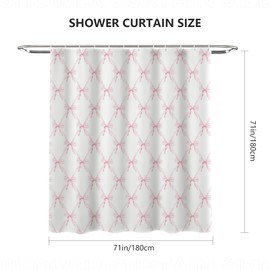 AIBIIN Cute Shower Curtain Pink Bow bath curtain for Bathroom Modern Aesthetic Cloth Shower Curtain Durable Waterproof Polyester Material with 12 Hooks 180x180cm