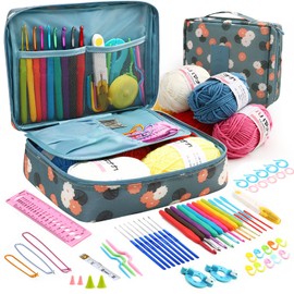 BCMRUN Crochet Kits for Beginners Adults,Crochet Hooks Set Includes Ergonomic Rubber & Metal Crochet Hooks, Knitting Accessories and Bag,UK Best Starter Beginners Crochet Kit