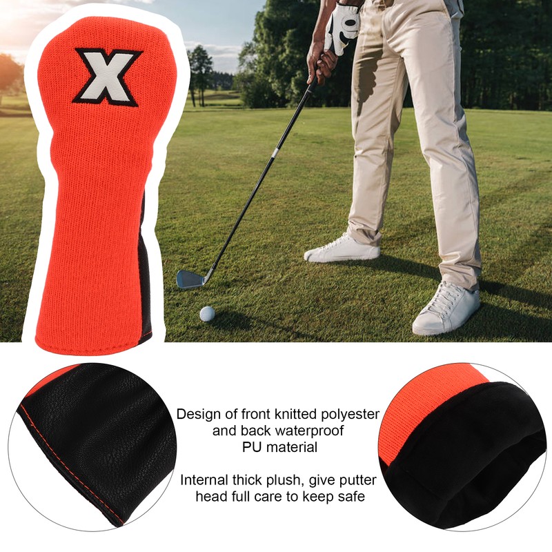 Mixed Fabric Head Cover Golf Club Protector Knitted Polyester Waterproof