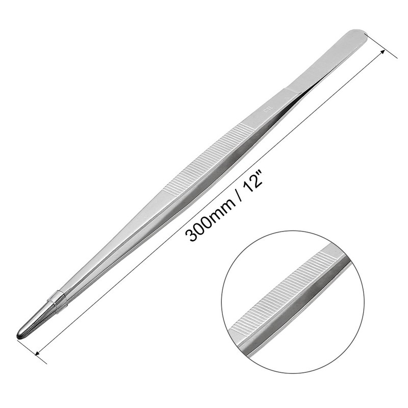 Sourcingmap 2 Pcs 12-Inch Stainless Steel Straight Blunt Tweezers with