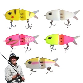 Fishing Glide Bait | Multi-Jointed Bass Fishing Swimbait | Rubber Fins Carbon Steel Hooks Jointed Swimbait Lure Soft Design for Fisherman Catfish Pike Trout Walleye Bluegill Freshwater Saltwater