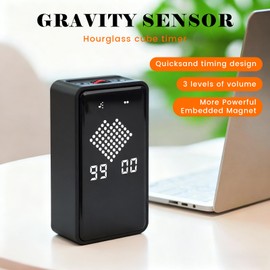 Digital Hourglass Timer, Magnetic Visual Focus Timers with Adjustable Alarm Volume & LED Display, Desk Flip Timer for Study,Work, Kitchen
