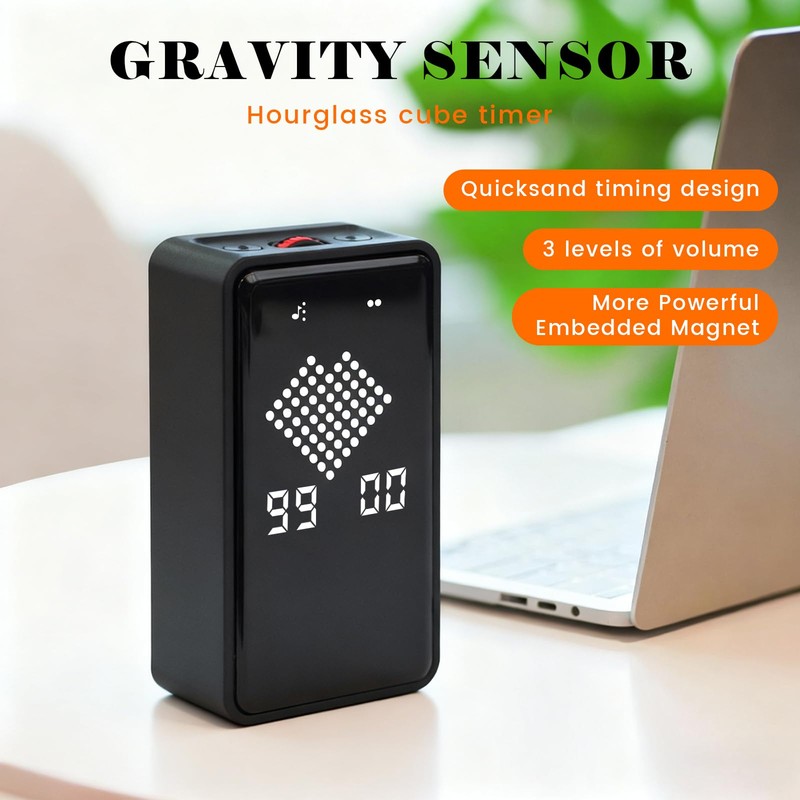 Digital Hourglass Timer, Magnetic Visual Focus Timers with Adjustable Alarm