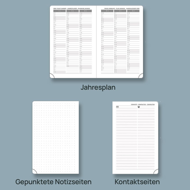 POPRUN Calendar 2026 Daily Planner Hardcover 16 x 10.5 cm,