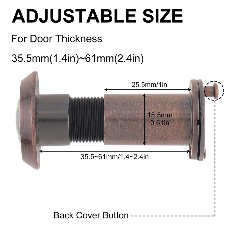 HOJLKLD Door Viewer Peephole,Solid Brass 200 Degree Peep Hole with