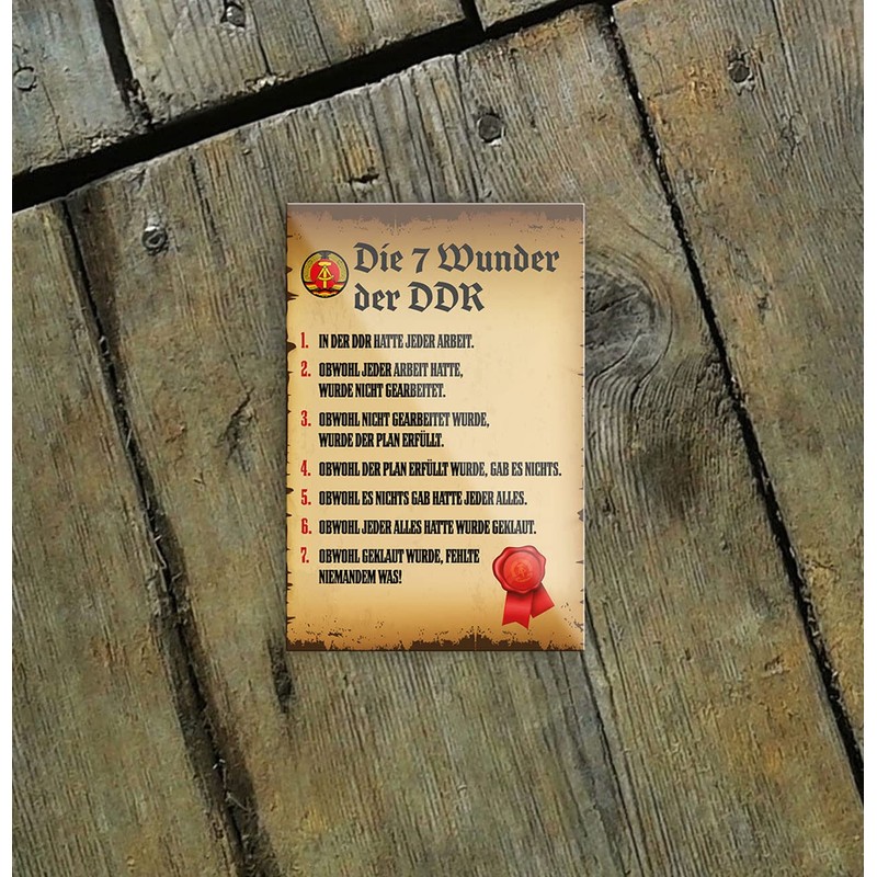 schilderkreis24 Funny Saying "7 Wunder DDR" Fridge Magnet Humour Gift