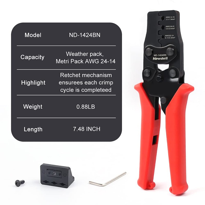 Weather Pack Crimpers, Newdeli Crimp tool AWG 14-24 for Crimping