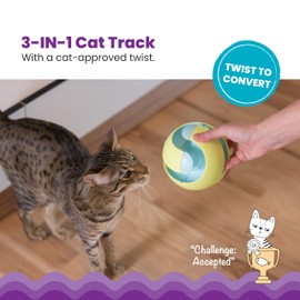 Catstages Twist-A-Ball Track Convertible Cat Track with Three Ways to Play, Standing, Infinity, or Rolling Ball Track, Blue