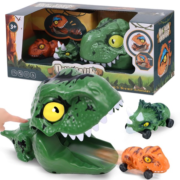 Lorfancy Dinosaur Cars Toys for Kids 3 4 5 6 7 Years Old Boys Dino Catapult Truck Toy Toddlers Tyrannosaurus Rex Games Birthday Party Favors Gifts (Color Random)