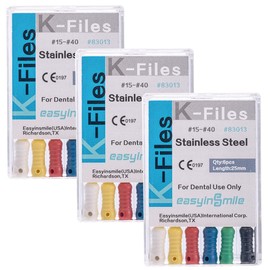 EASYTODENTA K Files - Limpiador dental de canal radicular de 25 mm, 6 unidades para tratamiento endodóntico (3 paquetes #15-40)
