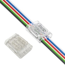 Biantie La 5-Pin RGBW Wire Connectors 20-22 AWG | Quick Crimp Extension Clips for RGB+White 5-Conductor LED Strips (10 Pack)