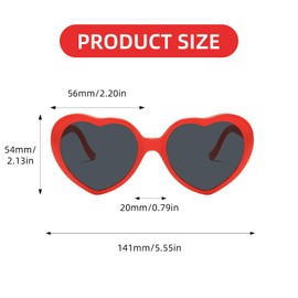 Red Heart Sunglasses Womens,Love Heart Shaped Glasses,Vintage Funny Women Accessories,Trendy Retro Hearts Shape 70s 90s Gothic Sunglass,Birthday Party with Plastic Lens Eyewear,for Kids Adults (Red)
