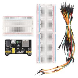 AOICRIE Breadboard Kit with Power Supply for Electronics, 830 Tie-Points Breadboard, 400 Tie-Points Breadboard, 65 Pcs M/M Bread Jumper Wires(12/16/20/25cm), Power Supply Module (5V/3V)