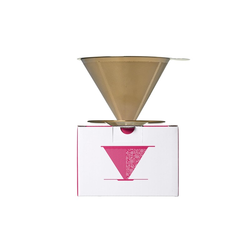 ATHIA Golden Stainless Steel Reusable Coffee Filter, Pour Over Cone