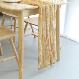 10 Pack Cheesecloth Table Runner 196 Inch Boho Gauze Cheese Semi-Sheer Rustic Table Runner for Wedding, Baby Shower, Birthday, Banquets - Deep Champagne