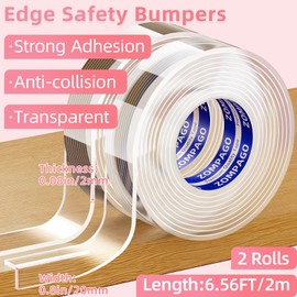 ZOMPAGO Clear Soft Corner Protectors for Furniture Strip 0.8in x3.28FT,2 Roll Sharp Edge & Table Bumper,Window Edge,Wall Protector,Soft Corner Guards Safe for Proof,Table Corner Protectors in Family