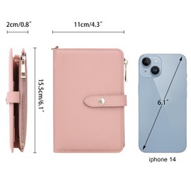 Lychii RFID Travel Passport Wallet Organizer, Slim Leather Passport Holder Case for Passports, Credit Cards, Tickets, Money, Travel Documents Essentials - Pink