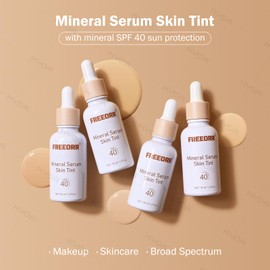 KYDA Skin Tint with SPF 40, Tinted Mineral Sunscreen Serum with Zinc Oxide,Tinted SPF Serum Foundation,Long Lasting Buildable Coverage like Foundation-1 Fl Oz, Light Beige