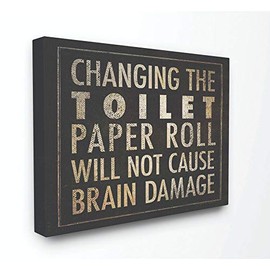 Stupell Industries Changing The Toilet Paper ' Black Bathroom Canvas Wall Art, 16 x 20, Design by Artist Stephanie Workman Marrott