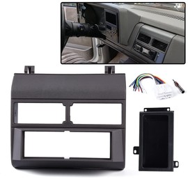 ALLGOOD Car Stereo Radio Dash Bezel Kit Mount Trim, Compatible with Chevy/GMC Crew Cab Dually 1992-1994, Dash Cover Cap Wire Harness, Grey