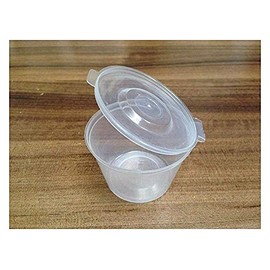 Plastic 100 ml Hinged Lid Deli Pot or Sauce Pot, Pack of 50