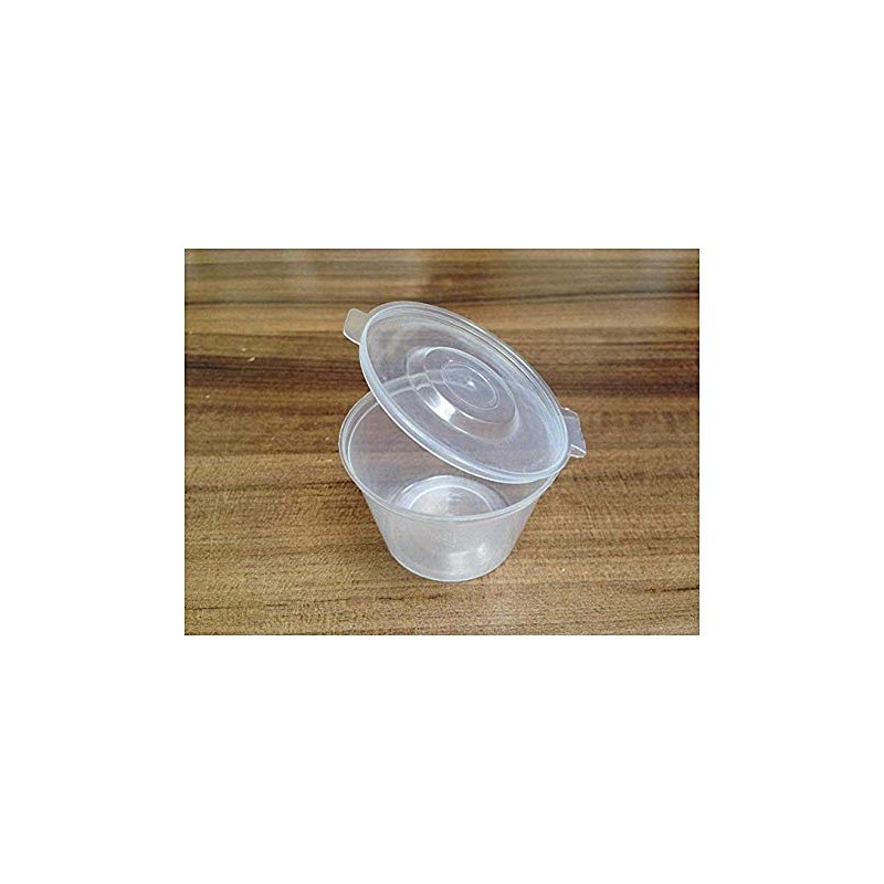 Plastic 100 ml Hinged Lid Deli Pot or Sauce Pot,