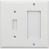 Stamped Steel Smooth White 2 Gang Switch Plate, 1 Toggle