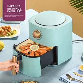 100 Pieces of Air Fryer Liners Dsiposable, Non-stick Parchment Paper for Air Fryer, Air Fryer Paper, Air Fyer Disposable Paper Liners, Waterproof Baking Paper, Includes Silicon Brush