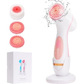Cepillo de limpieza facial, 3 en 1 cepillo de limpieza facial eléctrico con 3 cabezales de cepillo para mujeres y hombres, cepillos faciales recargables impermeables para piel seca y sensible a la