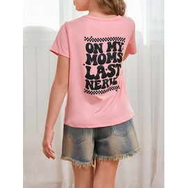 SOLY HUX Girl's Cute Graphic Tees Letter Print Preppy T Shirts Casual Teen Tops Back to School Clothes Size 8-12 Pink Letter 9Y