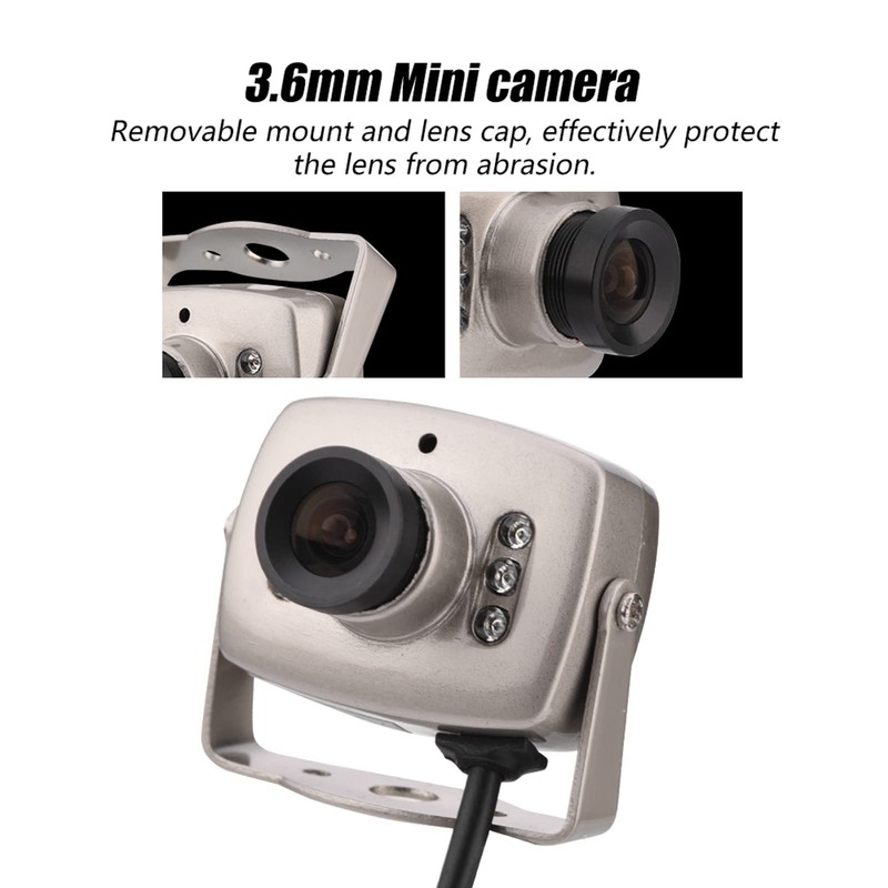 Yunseity -Camera, 3.6 mm 6 LEDs Wired CMOS Audio/Video CCTV