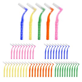 50pcs Interdental Brushes,Dental Brushes with Non-Slip Handle,5 Sizes Teeth Brushes Interdental,Soft Angled Head Tooth for Oral Cleaning(Multicolor)