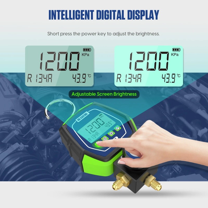 MRCARTOOL HVAC Digital Refrigeration Manifold Gauge Vacuum Pressure Leakage Meter