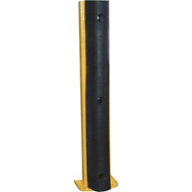 Vestil G6-36-B Structural Steel Rack Guard with Rubber Bumper, 4 Mounting Holes, 36-1/4" Height, Base Measures 8-1/16" x 6", Safety Yellow
