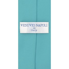 Vesuvio Napoli PreTied - Corbata para hombre de color sólido con cremallera ajustable para el cuello, Turquoise Blue, 3"
