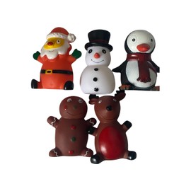 Christmas Dog Toys, Squeaky Plush Set of 5, Santa Snowman Reindeer Penguin Ginger Bread