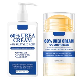 2PCS 60% Urea Foot Cream & Balm Set, Urea Cream 60 Percent for Feet & Hands, Cracked Heel Repair Cream