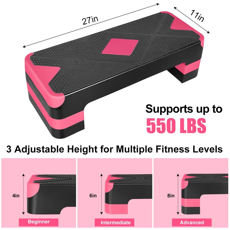 Exercise Workout Aerobic Step Platform Trainer, 27" Aerobic Stepper with