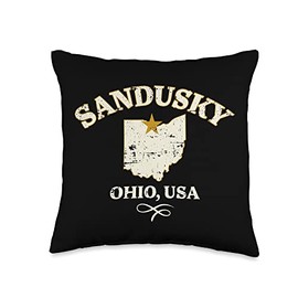 Awesome Sandusky Ohio Designs and Souvenirs Sandusky Ohio Distressed Design Throw Pillow, 16x16, Multicolor