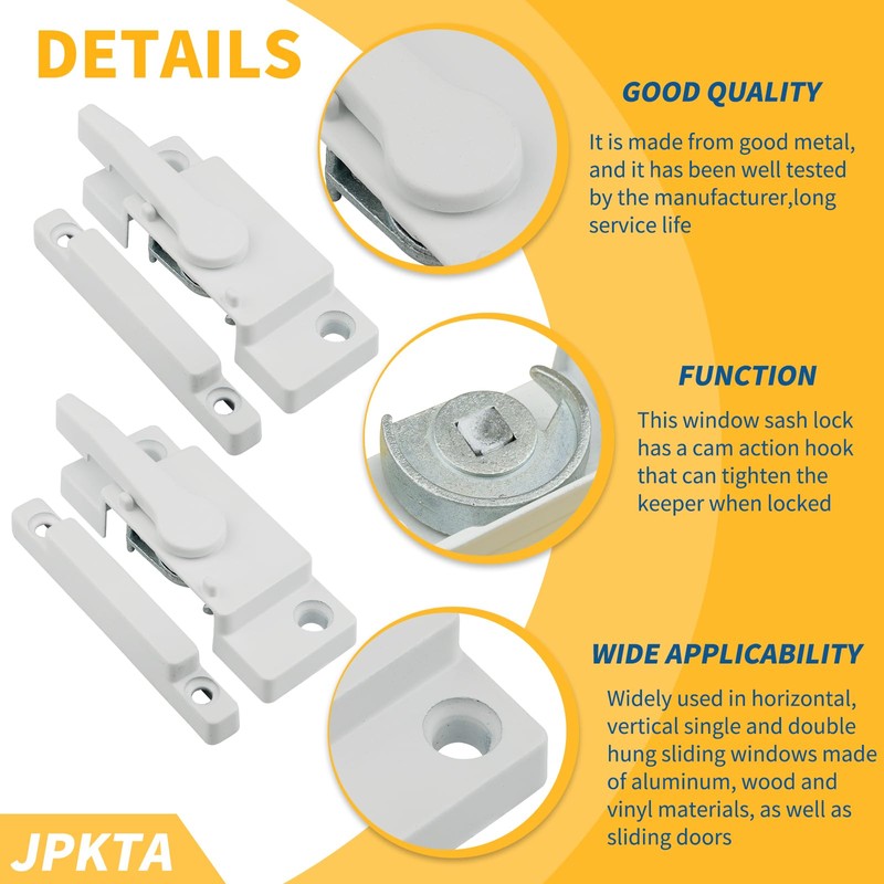 6 Pack Window Sash Locks,Window Latch Cam Action White Window