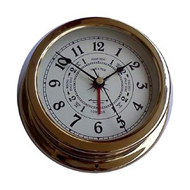 West & Company 5 3/8" Raised Brass Tide-Time Clock