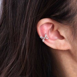 Cimenexe Bohemian Crystal Butterfly Cuff Earrings Gold Butterfly Ear Cuff Earrings CZ Butterfly Cartilage Earrings Rhinestone Butterfly Earrings Jewellery For Women, Zinc, No Gemstone