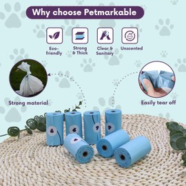 Petmarkable Complete Earth-Conscious Dog Waste Kit: Wheat Straw Waste Bag Dispenser with one corn starch 15-bag waste bag roll, Carabiner, Elastic Band for Secure Leash Attachment, Leak-Proof (Green)