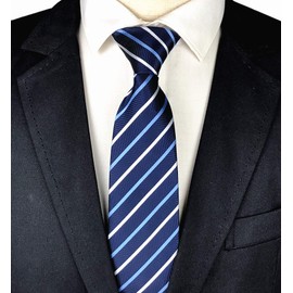 Secdtie - Corbata para hombre con cierre ajustado, color liso, diseño más fácil, Azul marino/Rayas, Talla única