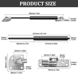 Gas Pressure Damper 300N, Gas Spring Damper, Gas Strut Lift Cabinet, Gas Lift for Flaps, Flap Fitting for Doors and Cabinets, Motor Vehicles, Boot Gas Spring