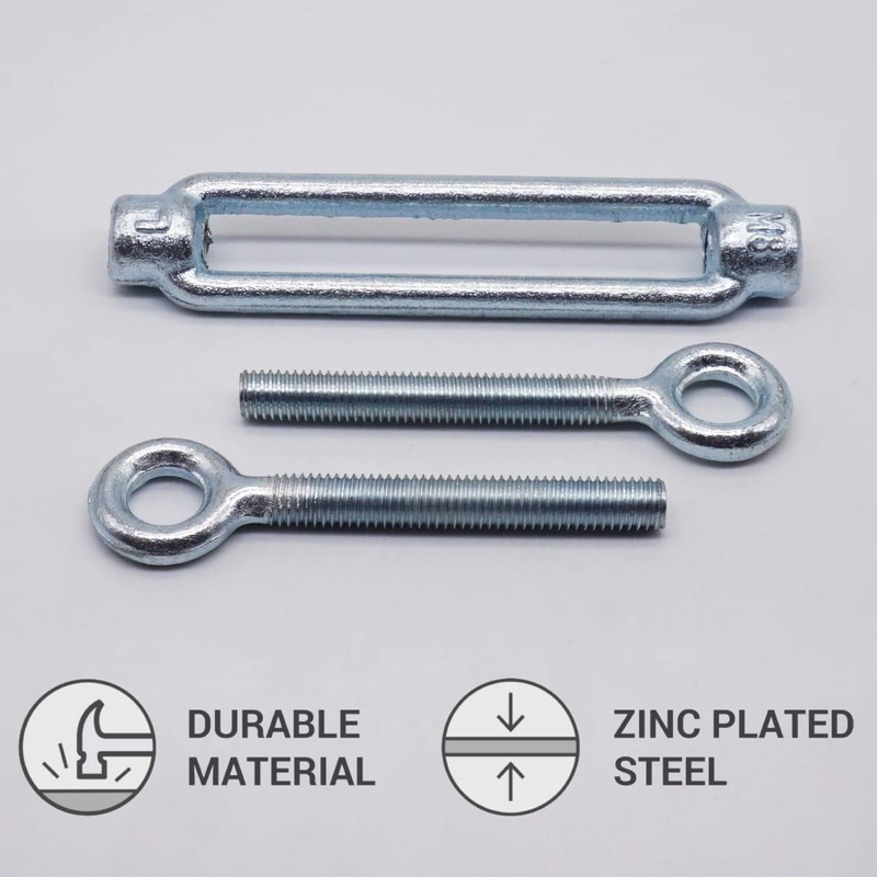 Turnbuckle Wire Tensioner M8, Adjustable Turnbuckles Eyelet and Eyelet, Rope