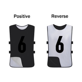 Saaifuu 12 Pack Reversible Numbered Pinnies, Double Sided Scrimmage Vest,Team Practice Jerseys for Kids and Adult(White/Black, XL)