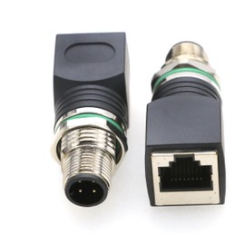 SZRMCC M12 to RJ45 Jack Adapter M12 D Code 4 Pin Male to RJ45 Female Bulkhead Waterproof Industrial Ethernet Network Adapter (4pin male-rj45 Female, D-Code 4Pin)